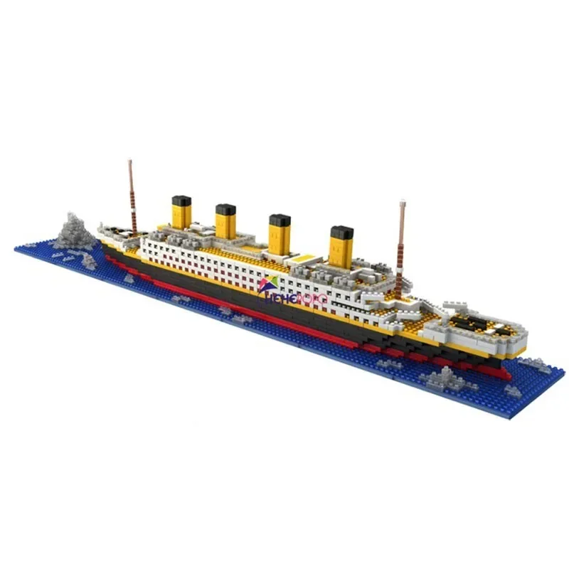 1860 sztuk MINI Model klocków Titanic statek wycieczkowy Model łodzi DIY diamentowe klocki zestaw klocków dzieci zabawki dla dzieci cena sprzedaży