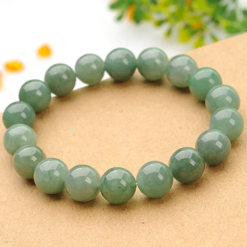 Burma Jadeite Mine Timber Ice-like Women's Loose round Beads Oil Green Jade Bead Bracelet