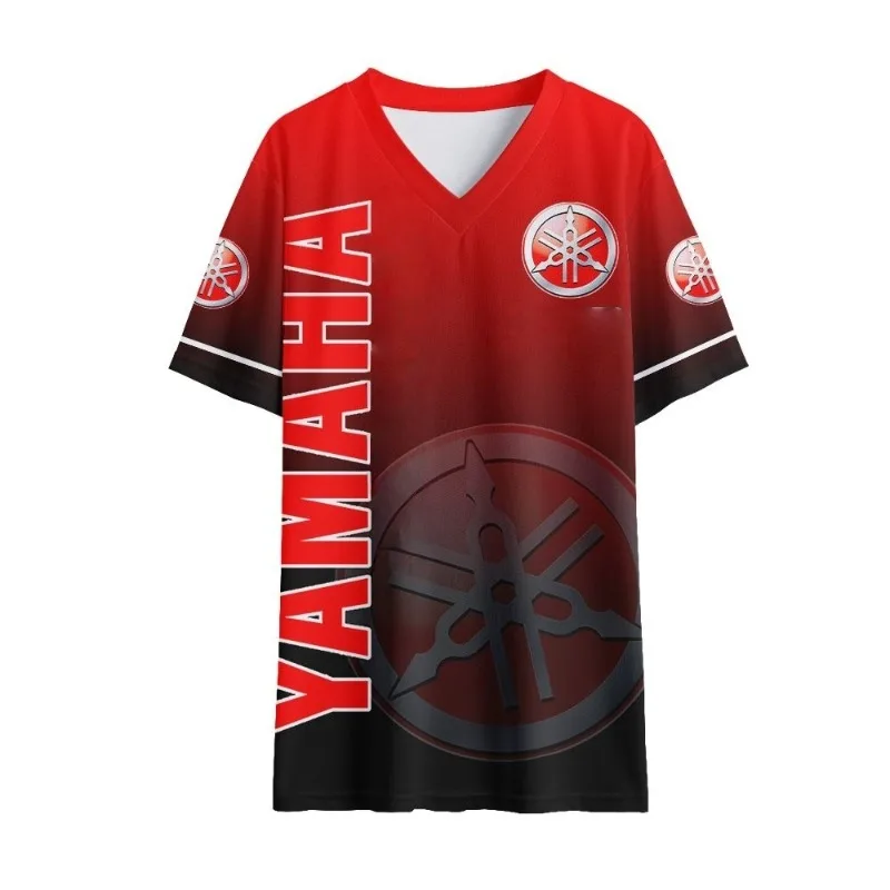 2026 Summer Hot Selling Yamaha Red Gradient Short Sleeved T-shirt for Men and Women, Fashionable Casual Trend Sportswear