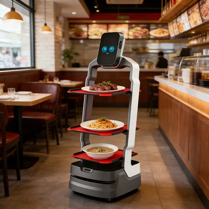 All-In-One Multi-Functional Service Robot Autonomous Food Delivery Robot For Hotel Lobby & Guest Floor