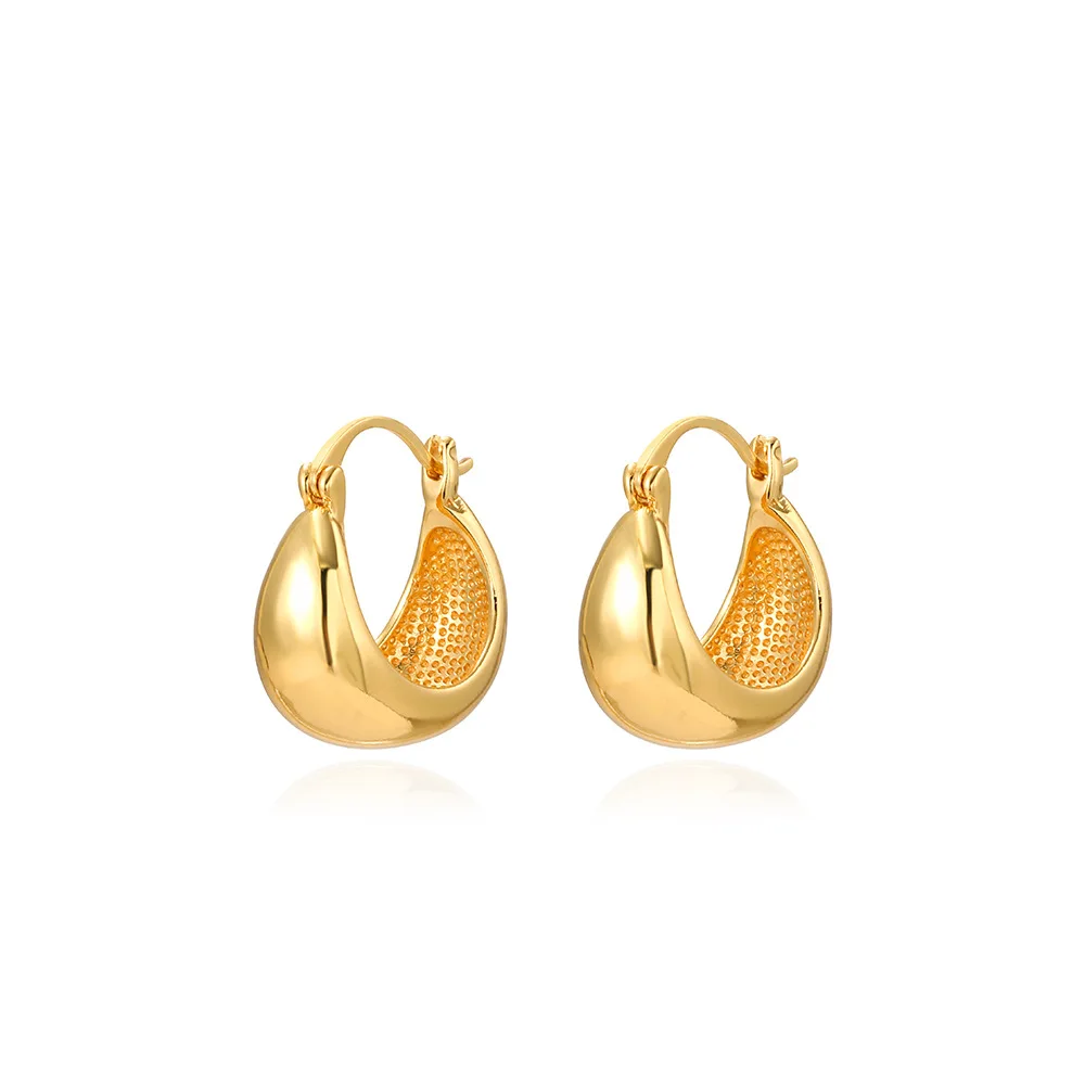 Vintage Trendy 14K gold color Hoop Earrings for Women Simple geometric Earring Waterproof Ear Piercing Jewelry Birthday Gifts