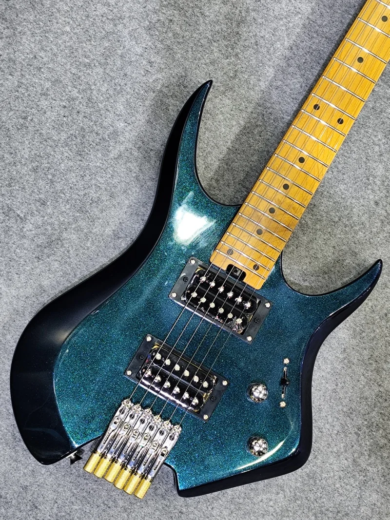 High quality Headless Guitar 6-String mahogany body Portable Travel Silent Built-In Electric Guitar Roasted Maple Neck 1v1t