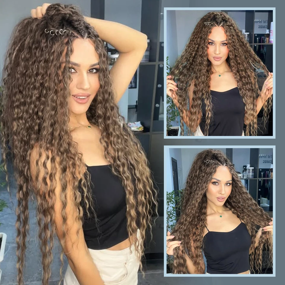 Ariel Water Wave Twist Crochet Hair Synthetic Braids Hair Ombre Green Pink 22 Inch Curl Hair Deep Wave Braiding Hair Extension