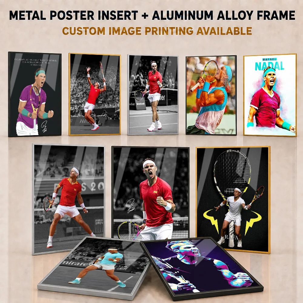 Rafael Nadal Framed Aluminum Metal Poster Customized Bold Court Athlete Tribute Wall Art Made For Office Sports Collector Gift