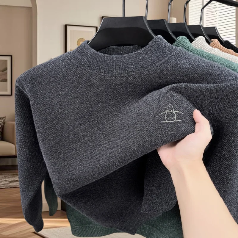 

High quality brand autumn and winter new velvet warm knitted sweater fashionable men's best-selling penguin embroidery pullover