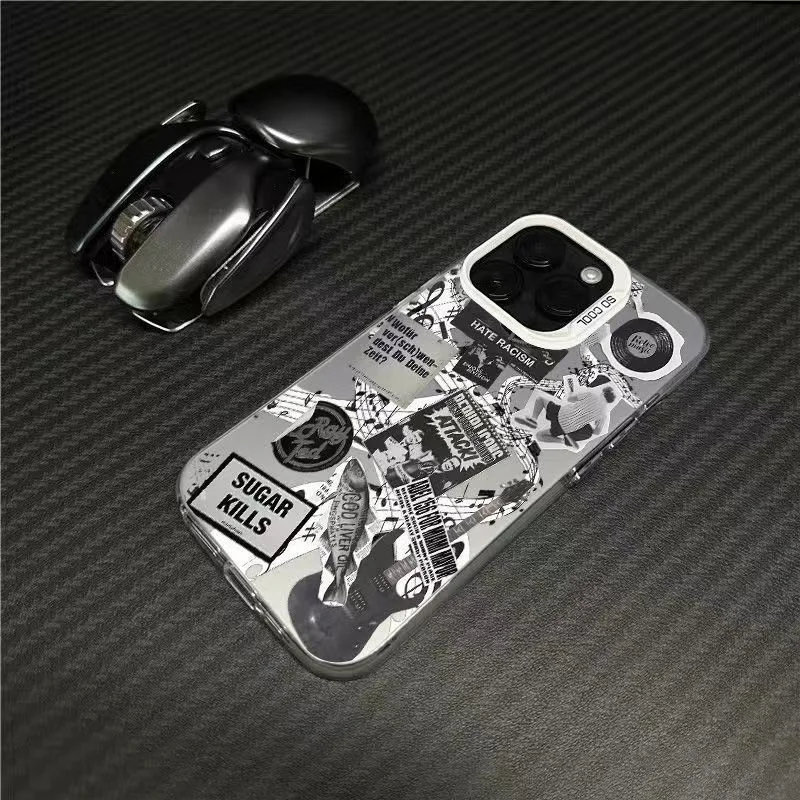 Чехол для телефона IMD с гальваническим покрытием для гитары Newspaper, серебристый чехол для Iphone 16 Pro 15, 14, 13, 12, 11 XS Pro Max Plus XR XS 7 8 Plus