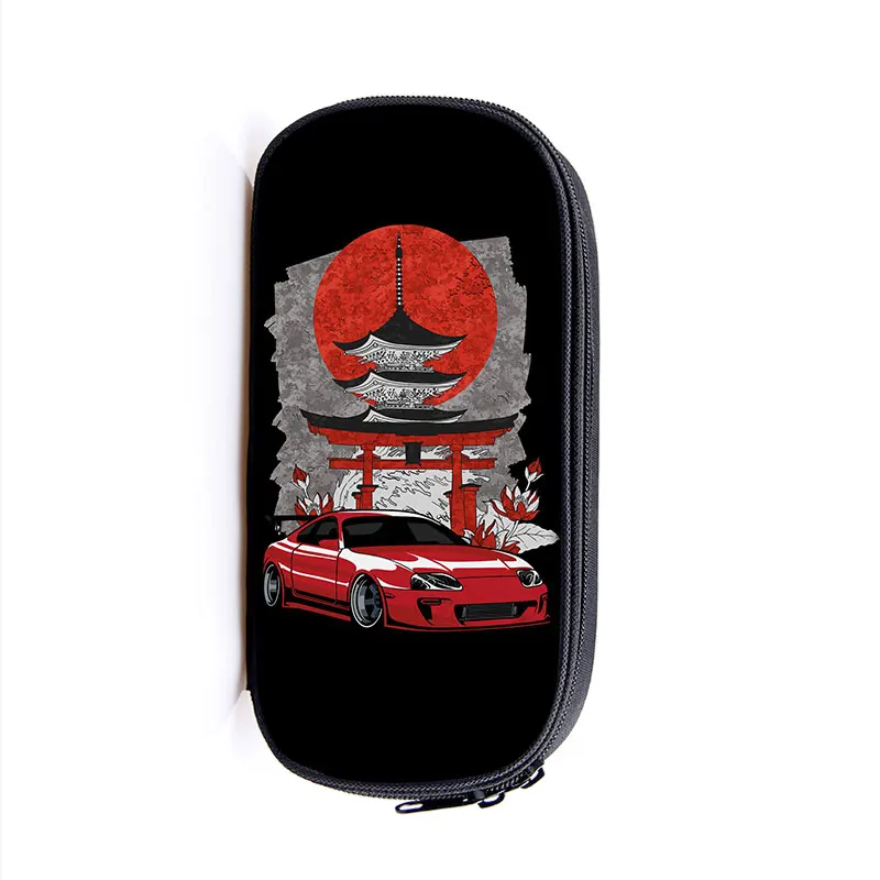 Estuche de cosméticos Cultural modificado JDM, bolsa de lápices, bolsas de papelería de coche de carreras, caja de lápices de motor, suministros escolares, Japón