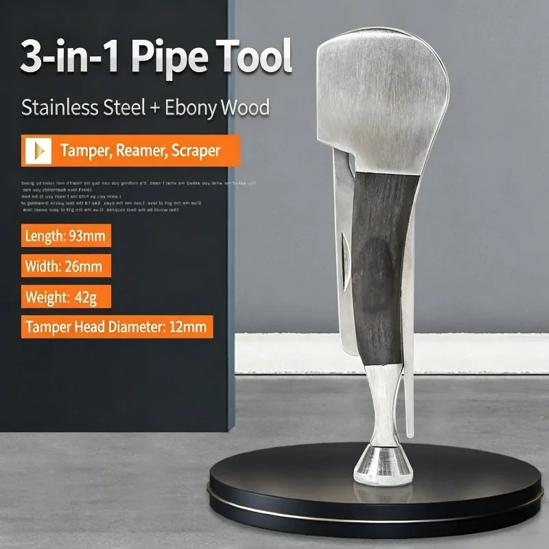 3 In 1 Tobacco Pipe Tamper Reamer Poker Black Wood Pressing Rod Smoking Pipe Cleaner Smoking Accessories