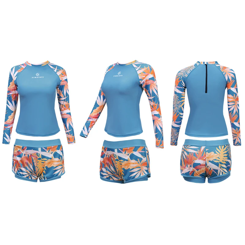 Seksowny strój kąpielowy Bikini kobiety Rashguard kobiety z długim rękawem stroje kąpielowe Rashguard surfingu dwuczęściowy strój kąpielowy zestaw