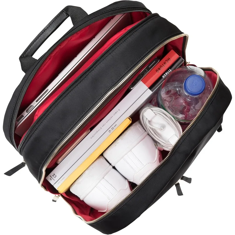 حقيبة ظهر للكمبيوتر المحمول مقاس 15.6 بوصة من KNOMO Beaufort للنساء، حقيبة ظهر كبيرة للسفر مع سحاب ذهبي أسود #4