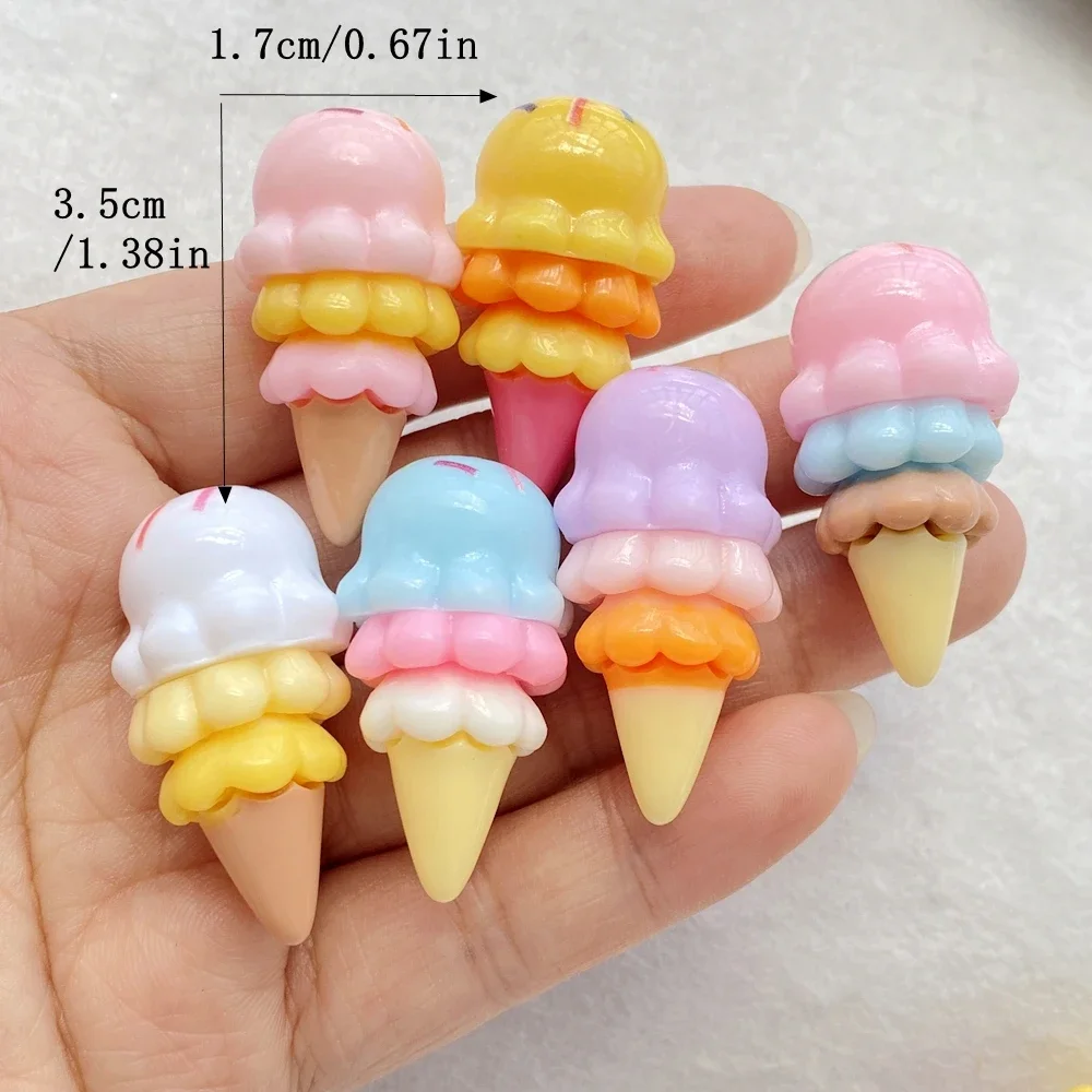 6Pcs Cute 3D stereoscopic colorful ice cream Resin Cabochons Scrapbooking DIY Jewelry Craft Decoration Accessorie