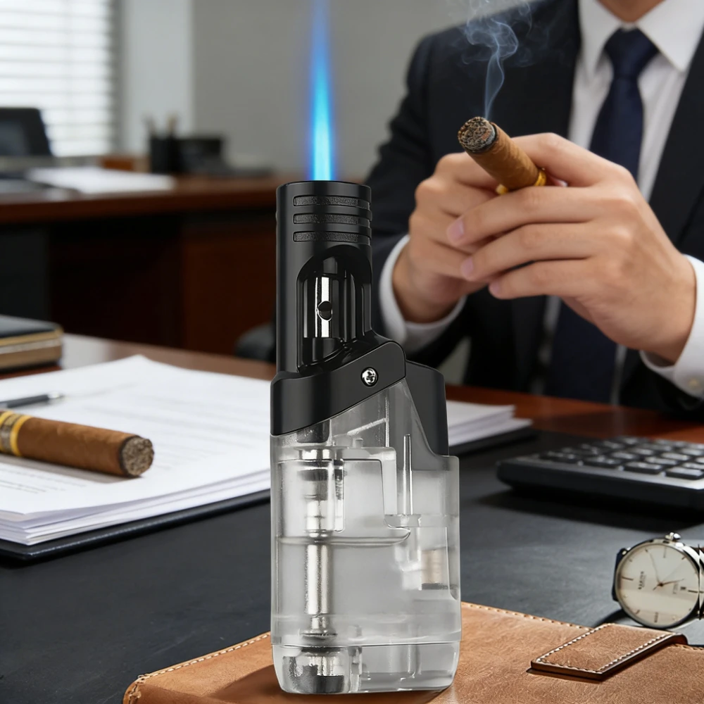 

HONEST Mini Butane Lighter Windproof Jet Blue Fire & Large Capacity Gas Warehouse Portable Cigarette Cigar Lighters Smoking