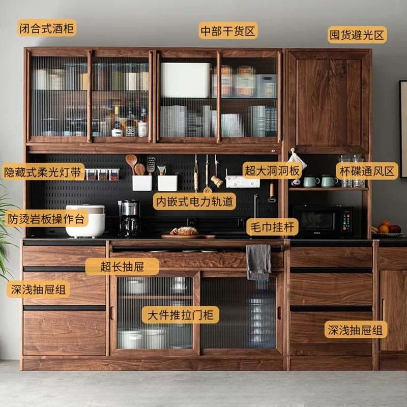 North American black walnut side cabinet solid wood rock slab cabinet locker living room integrated wall display cabinet Nordic