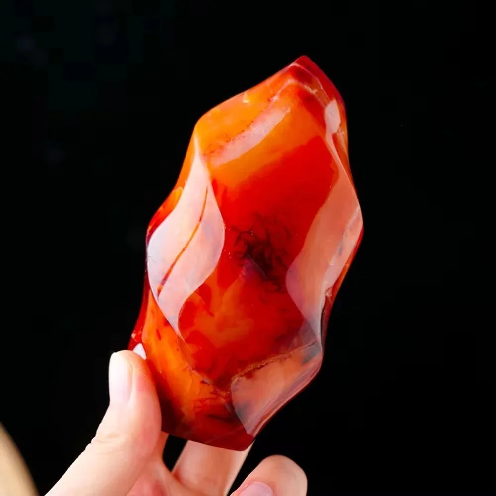 Red Agate Torch Crystal Flame Natural Carnelian Quartz Gemstone Free Form Fire Crystals Healing Reiki Meditation Stone 1Pc