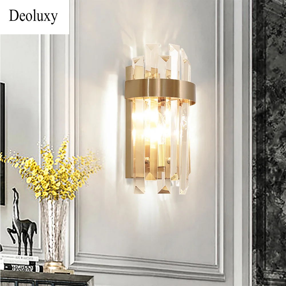 

DEOLUXY Single Gold Luxury Crystal Light For Living Room Sconces Modern Home Decor Bedroom Wall Lamp Led Fixture