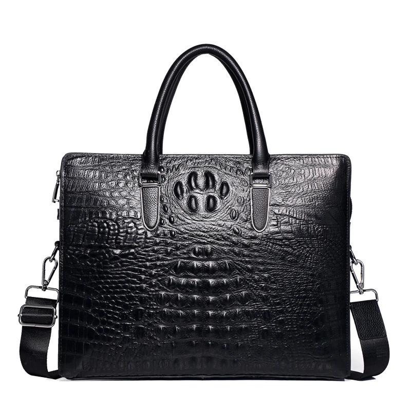 Étui à bombes en cuir véritable de vache alligator pour hommes, sac de messager pour ordinateur portable, étui à bombes pour hommes d'affaires, sac de luxe lancé, nouveau