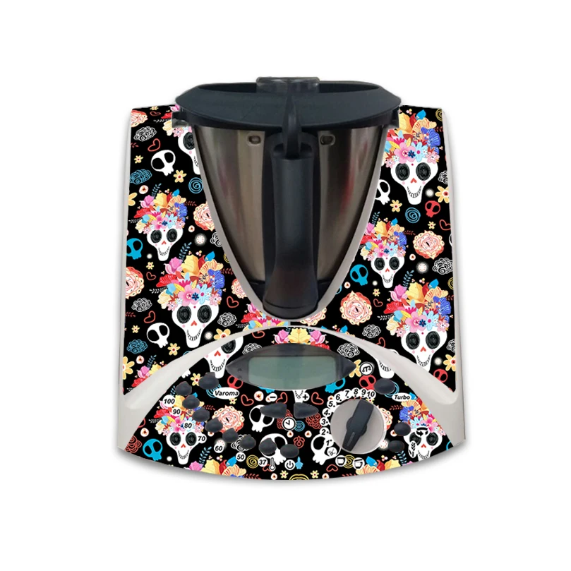 APCym - Vinilo Adhesivo en Brillo para Thermomix TM31 Modelo Calaveras Mexicanas. Tabla Deslizante 60x30cm OPCIONAL