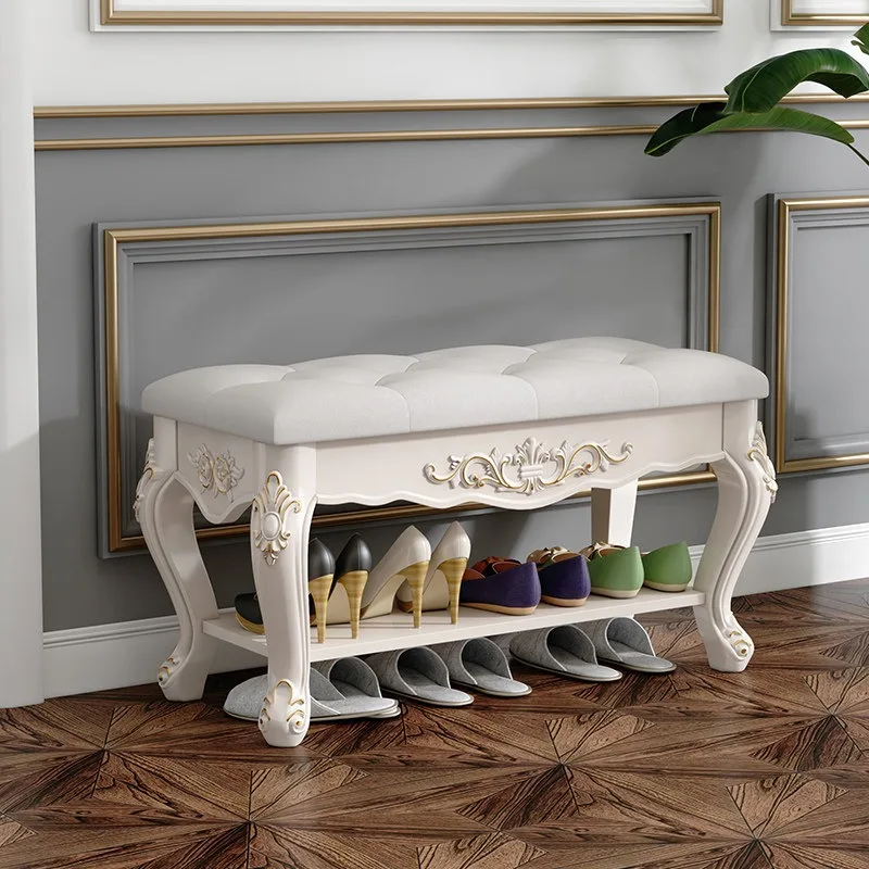 European style door shoe change stool flip cover storage low stool living room door shoe bench bedside foyer stool storage