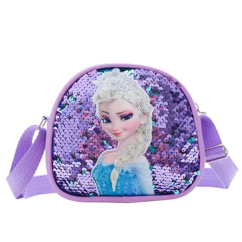 Disney Princess Crossbody Bags Frozen 2 Elsa Sofia Cartoon Shoulder Bag  Girls Fashion Sequins Handbags Kids Backpack