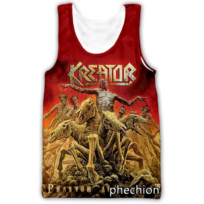 phechion New Fashion Men/Women Kreator 3D Print Sleeveless Vest Streetwear Men Loose Sporting Tank Top A253