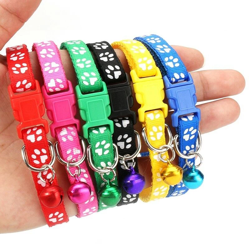 12Pcs Adjustable Pet Collars Cute Cat Collar With Bell Kitten Safety Collar Necklace Colorful For Chihuahua Cats Dogs