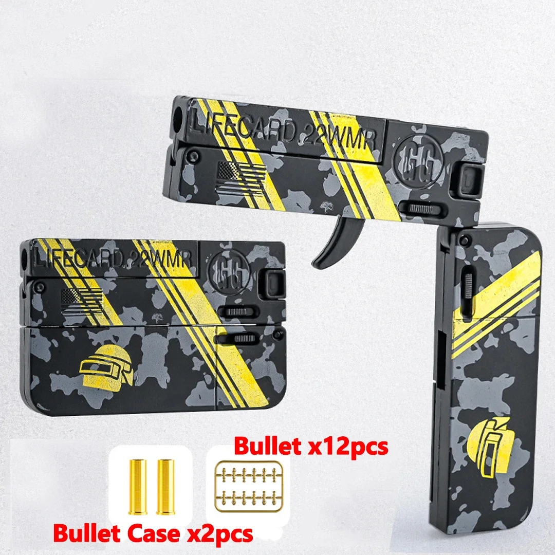 NEW Life Car Alloy Soft Bullet Gun Folding Children\'s Tide Play Metal Card Gun Boy Toy