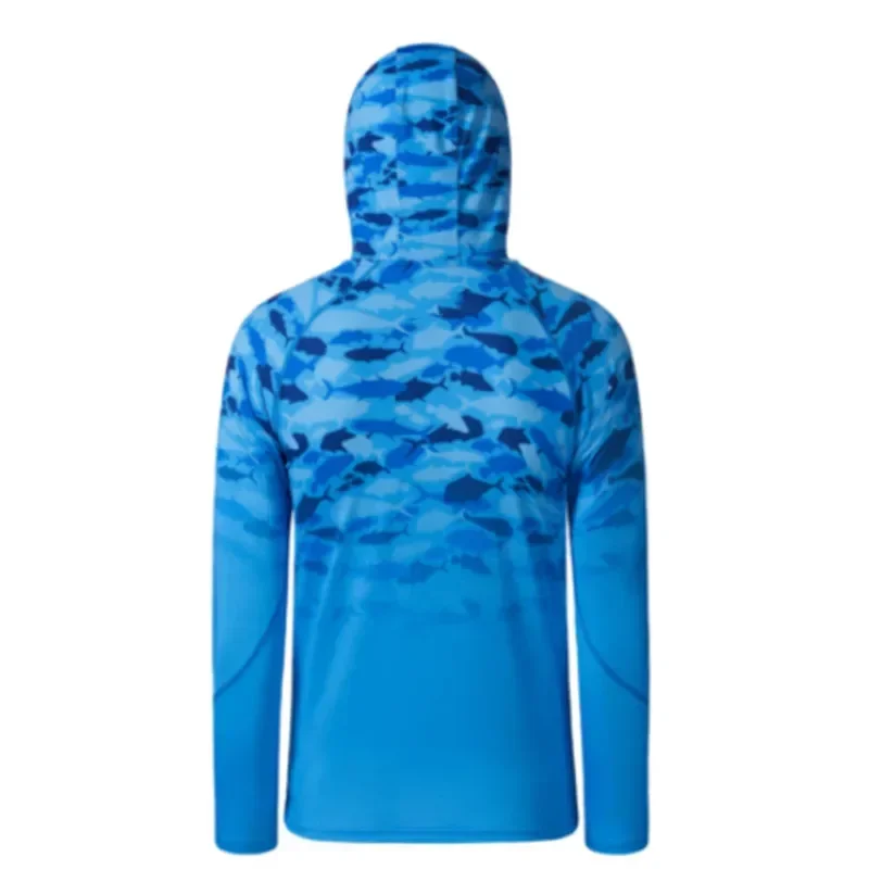 Long Sleeve Windproof Sun Protective Jerseys High-Quality Round Neck Quick-Drying Hooded  Printing Fishing Clothing Men's