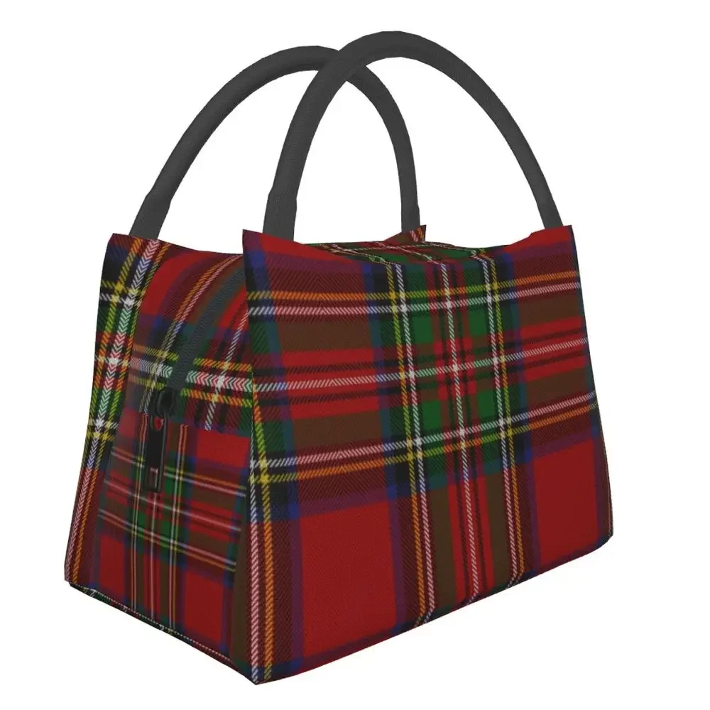 

Modern Classic Royal Tartan Plaid Portable Lunch Boxes for Thermal Cooler Food Insulated Lunch Bag Hospital Pinic Container