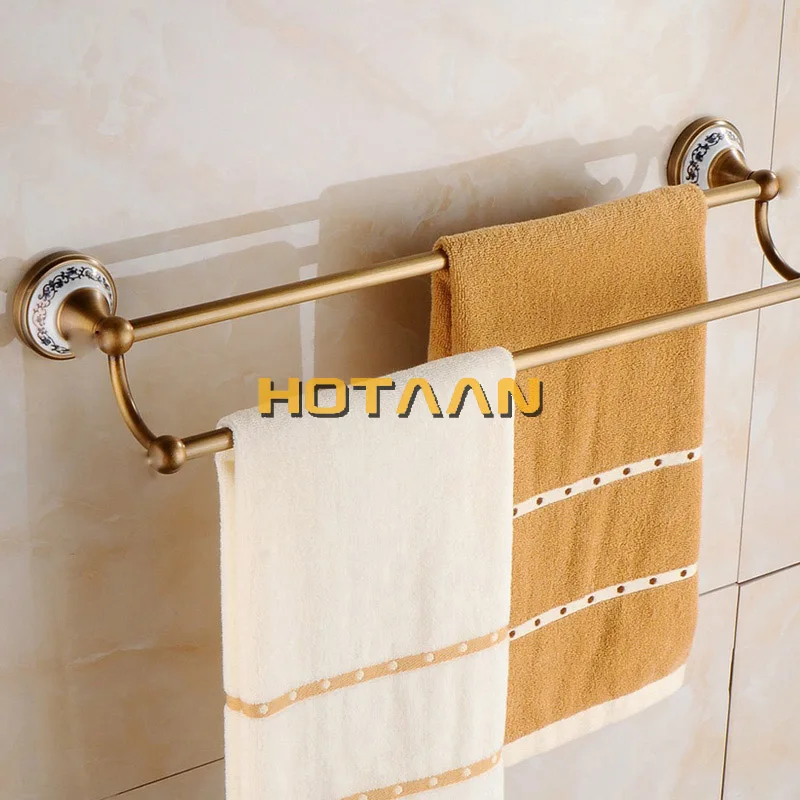 Antique Brushed Solid Brass Bathroom Accessories Sets European Porcelain Bathroom Hardware Sets Ceramic Retro Bathroom Products