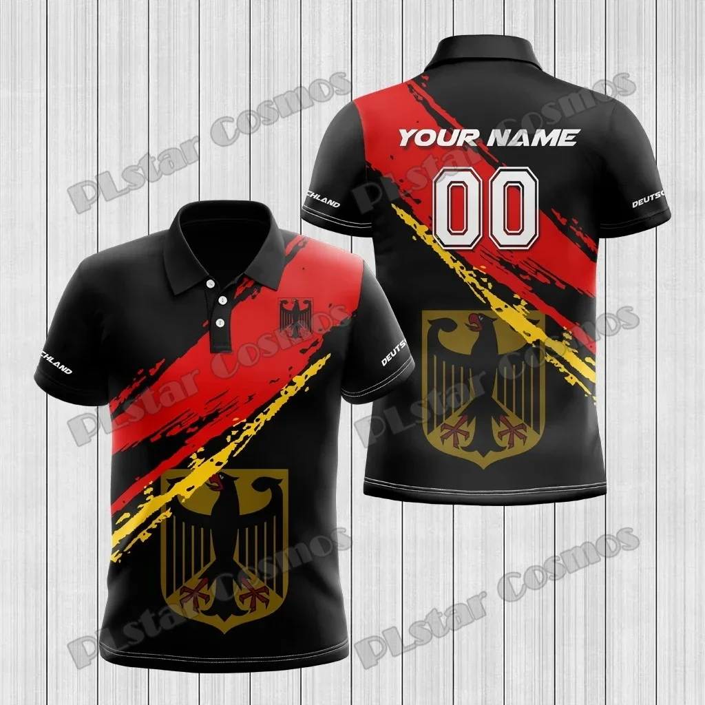 Custom Name Germany Lion & Coat Of Arms 3D Printed Men's Polo Shirt Summer Casual Short Sleeve Breathable Cool Polo Shirt PO30