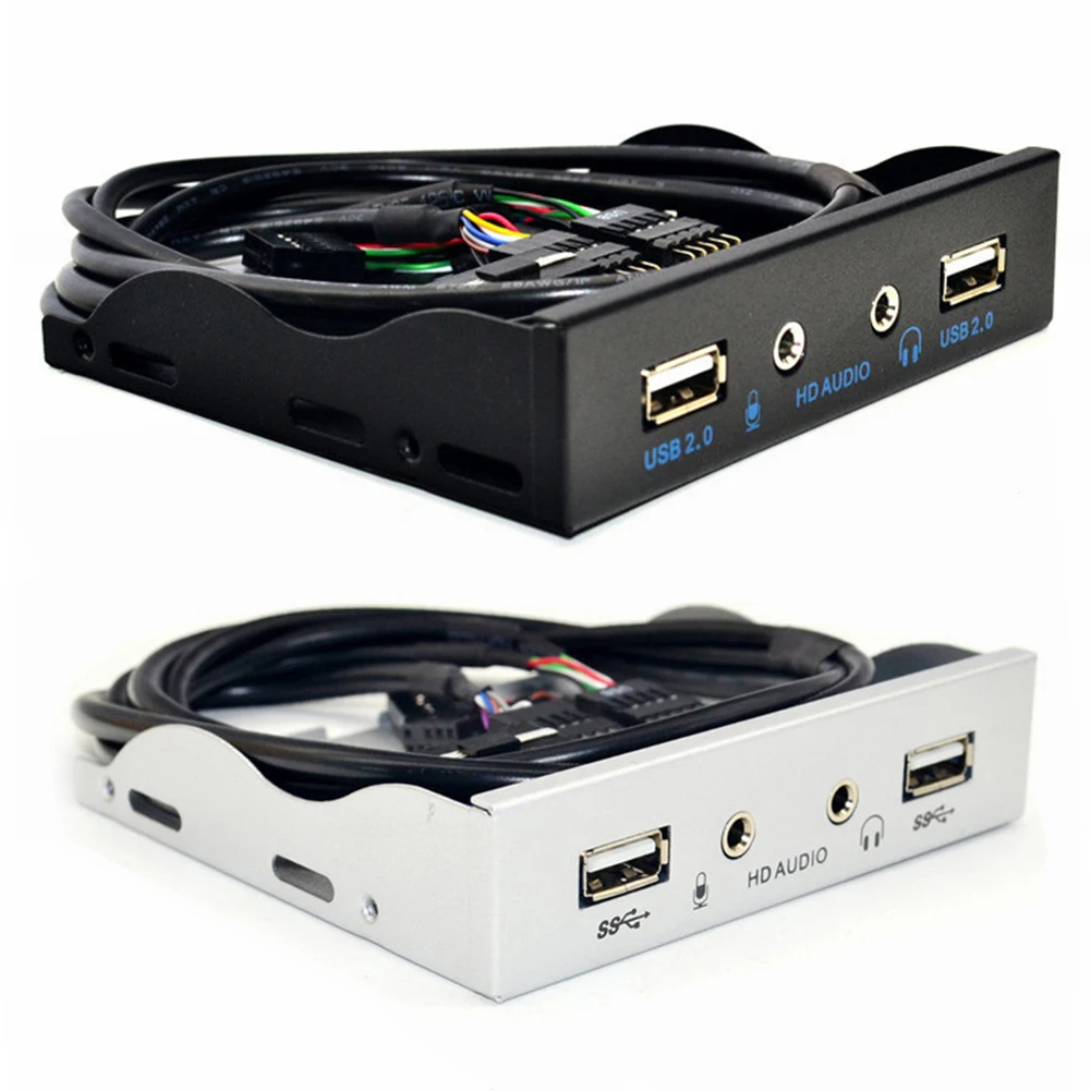 

Front Panel Wear-resistant 9 Pin to 4 Port HUB Floppy Bay PC Case 2 USB 2.0 HD Audio 3.5mm Front Panel Rack