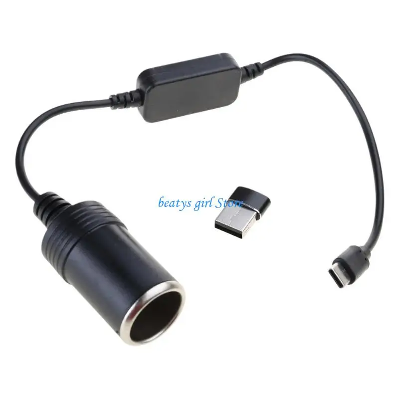 

C7AB Car Accessory 5V3A USB C Input to 12V1A Output Cigarettes Female Socket Adapter Cord for Car Driving Record