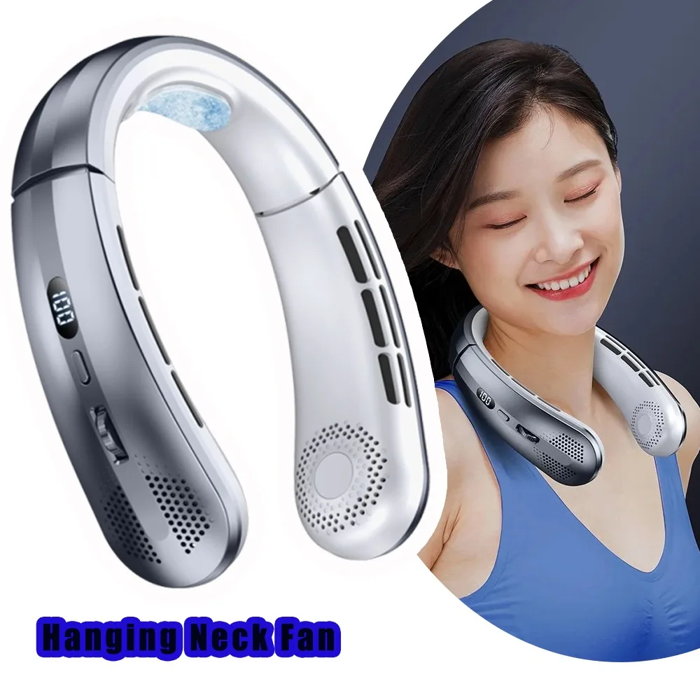 

Безлопастной вентилятор с цифровым дисплеем, воздушный охладитель с шейным ремешком, USB перезаряжаемый вентилятор, охлаждающий инструмент, USB портативный мини-подвесной вентилятор на шею