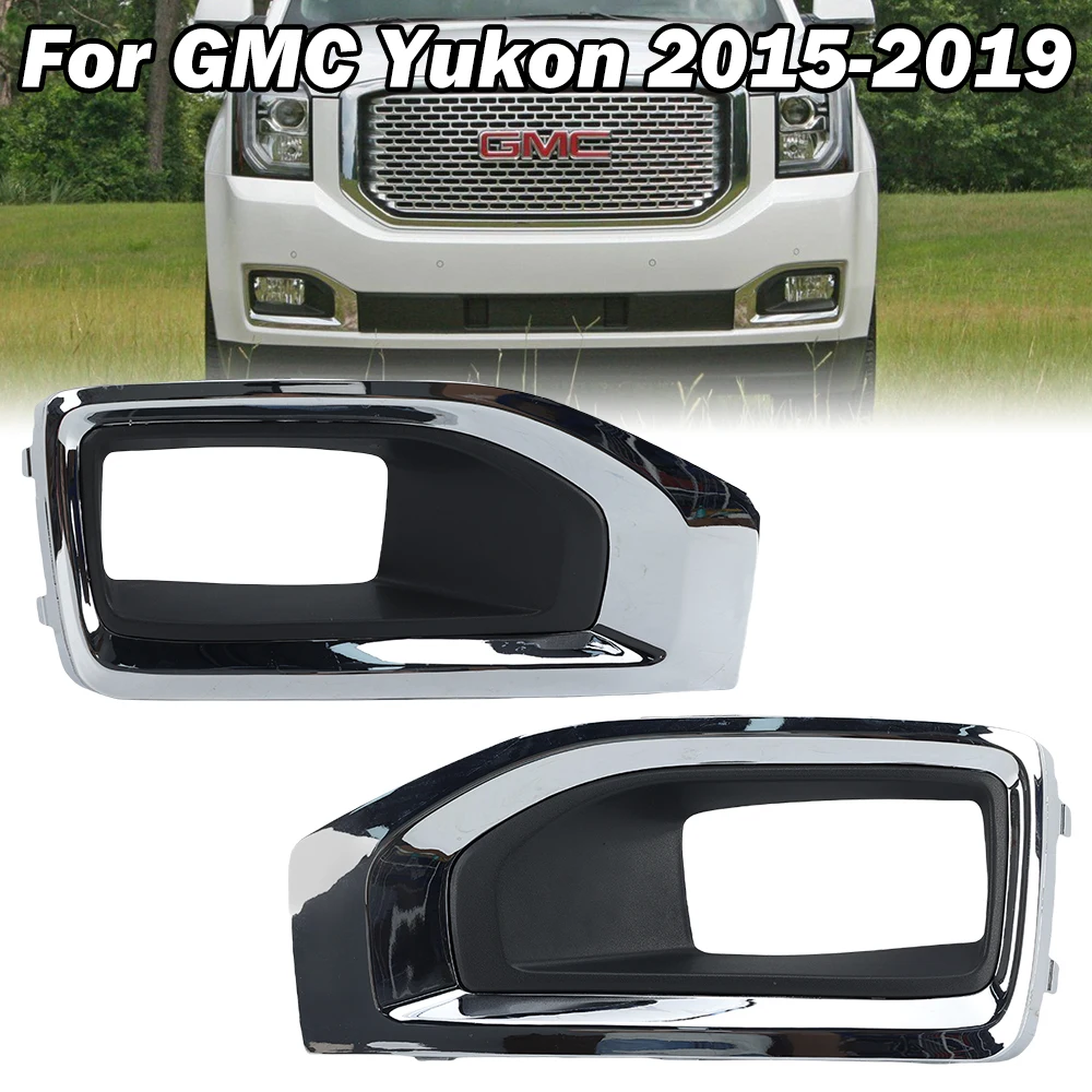 Fog Lights Chrome Cover Grill for GMC YUKON 2015 2016 2017 2018 2019 Fog Lamp Bezel Front Bumper Fog Light Headlight Accessories