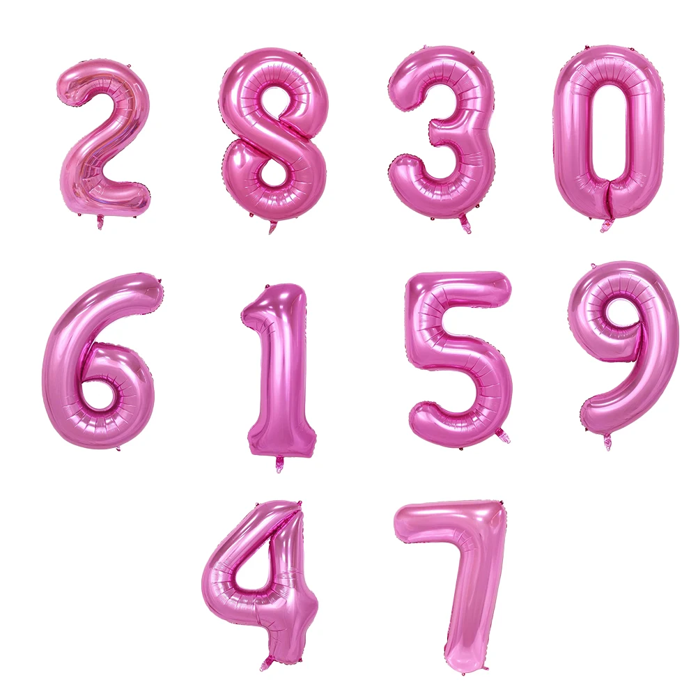 

10pcs Digital 0-9 Large Pink Aluminum Film Birthday Wedding Decorations Room Living Wall Outdoor Party Balloons Decorative