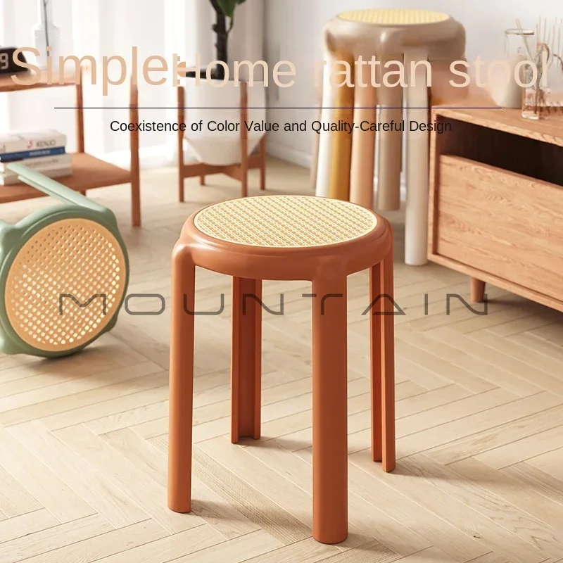 Household plastic thickened stackable chair commercial catering round and durable