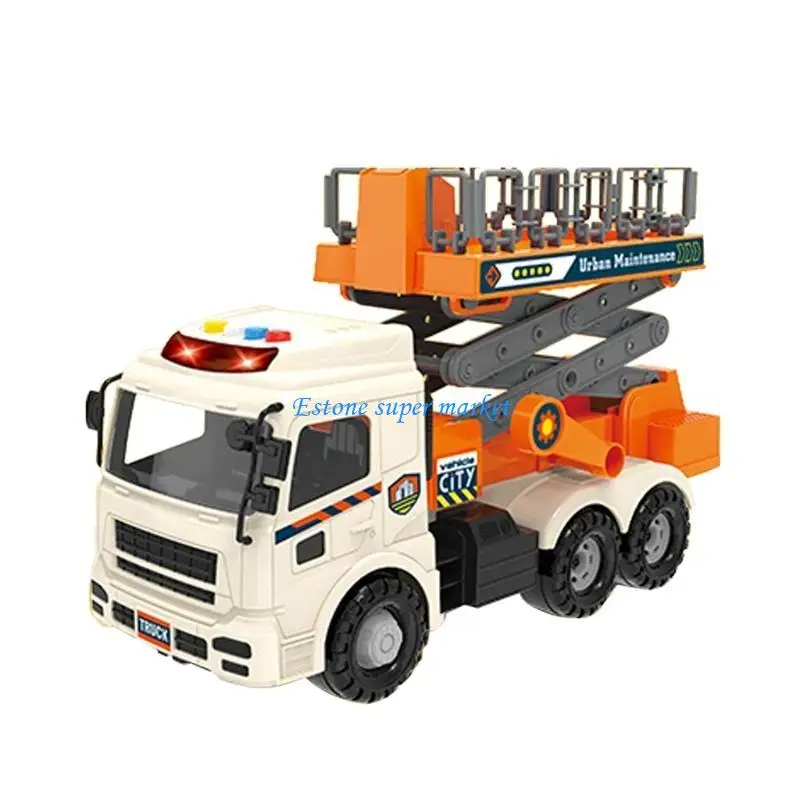 090B Fleet Of Large Toy Car Simulation Garbage Truck Maintenance Truck Sprinkler Children Inertial Engineering Vehicle