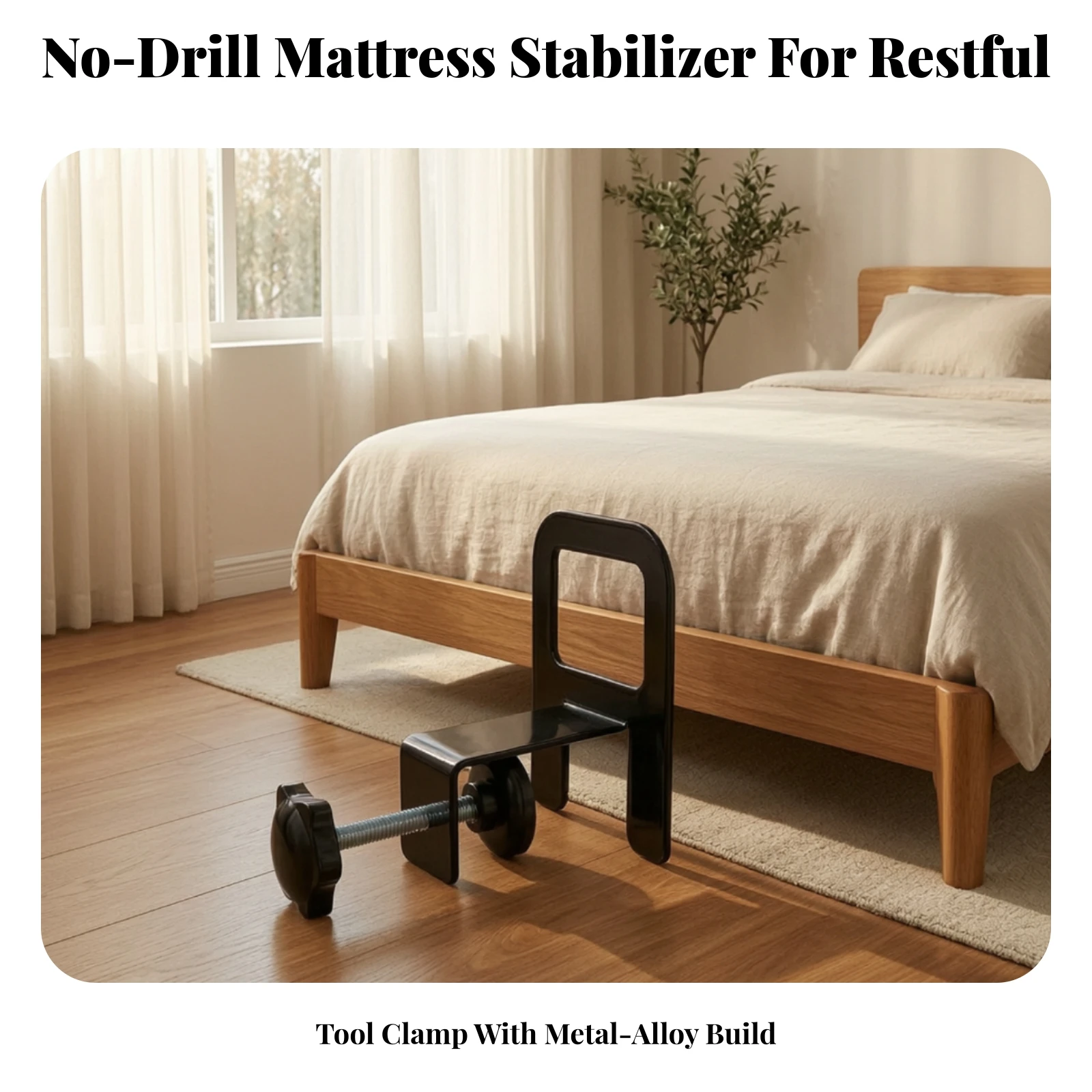 Mattress Clamp with Adjustable Screw Easy to Install Mattress Slide Stopper Hardware Sturdy Long-Lasting for Bed Frame, Bedroom