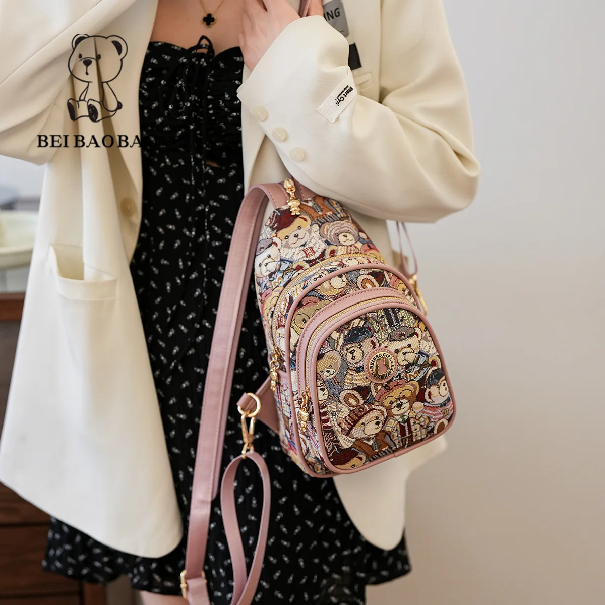 Beibaobao 2024 New Bag Leisure and Fashionable Western Style One Shoulder Crossbody Bag Cartoon Chest Bag Sports Phone Bag