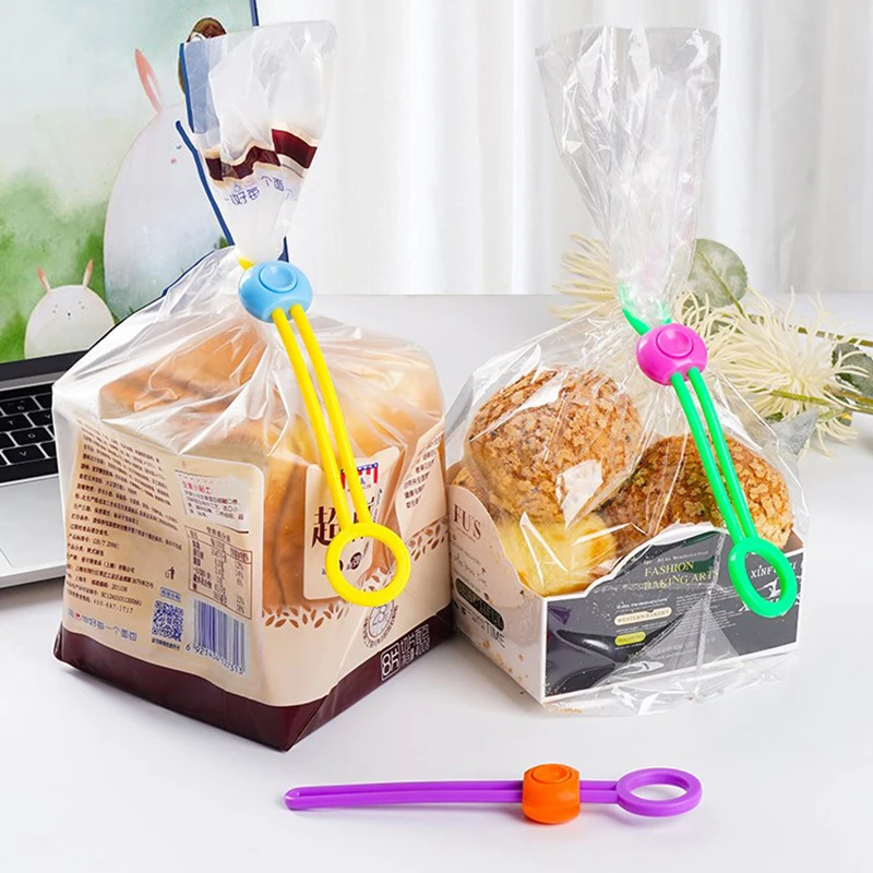 5pcs/bag Multifunction Food Bag Sealing Clip Kitchen Clip Data Cable Storage Sealing Strap Portable Adjustable Sealer Colorful