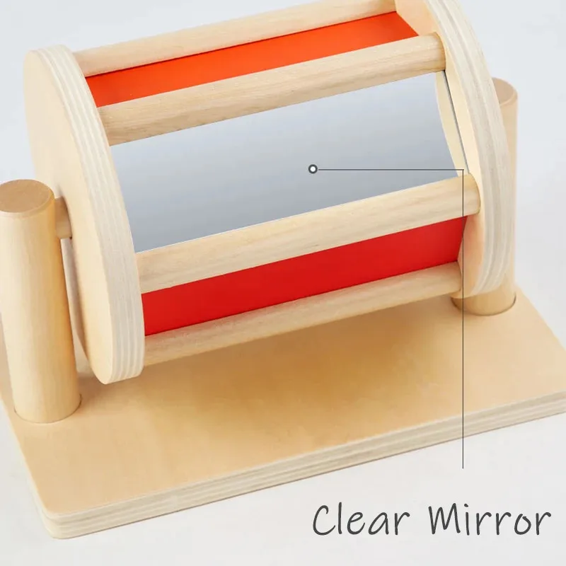 Matériaux en bois Textile sons tambour sensoriel avec miroir coloré tambour rotatif éducatif cognitif enfants jouets