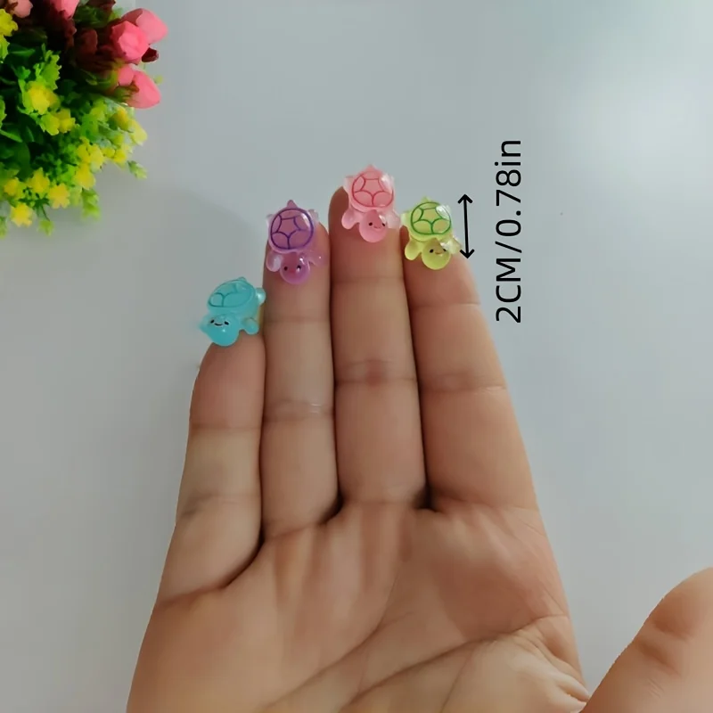 10 pçs cor misturada bonito mini ornamentos de tartaruga luminosa brilhando no escuro miniaturas tartaruga paisagem crianças brinquedos decoração para casa presente