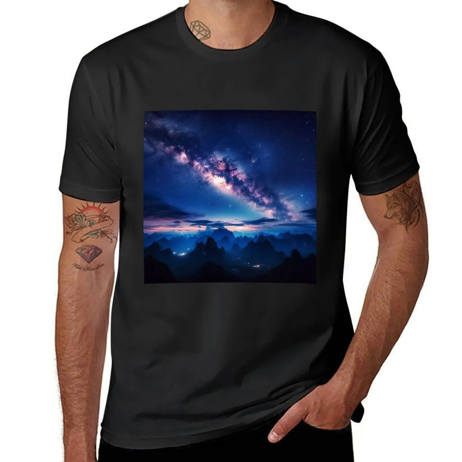 A starry night sky with the Milky Way galaxy visible T-Shirt boys whites cute tops t shirts for men pack