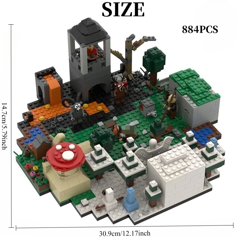 884PCS Moonlit Forest Miniature Landscape - Highly Detailed Serene Model for Display, Premium Collectible Gift for Teens Adults