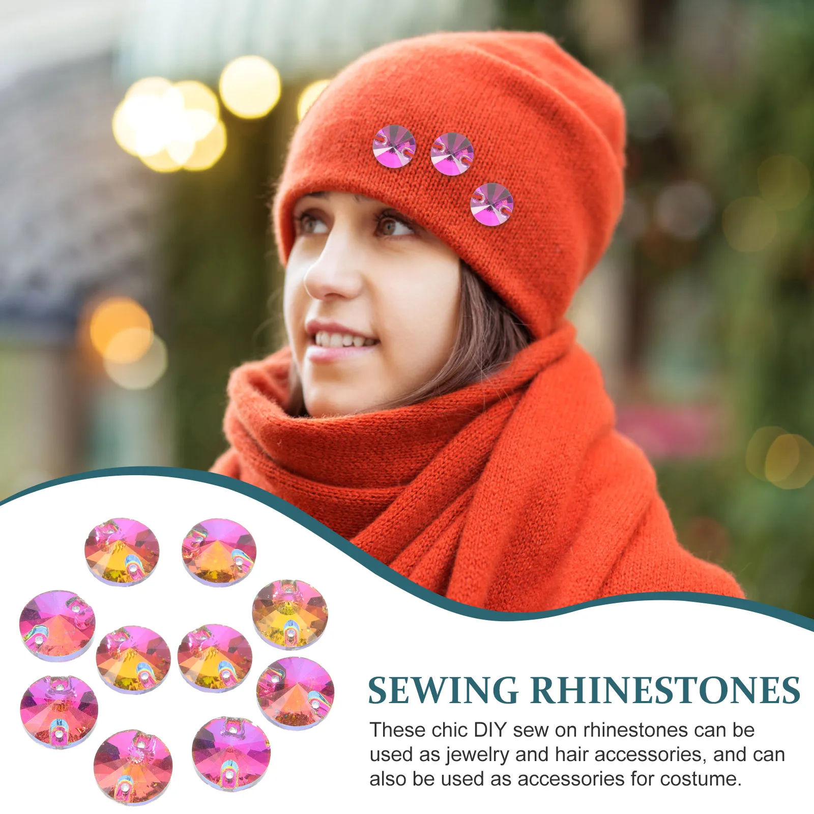 

48Pcs Crystal Glass Hand Sewn Rhinestones Kit Exquisite Glitter Sewing Stones for DIY Clothing Accessories Decorative Craft