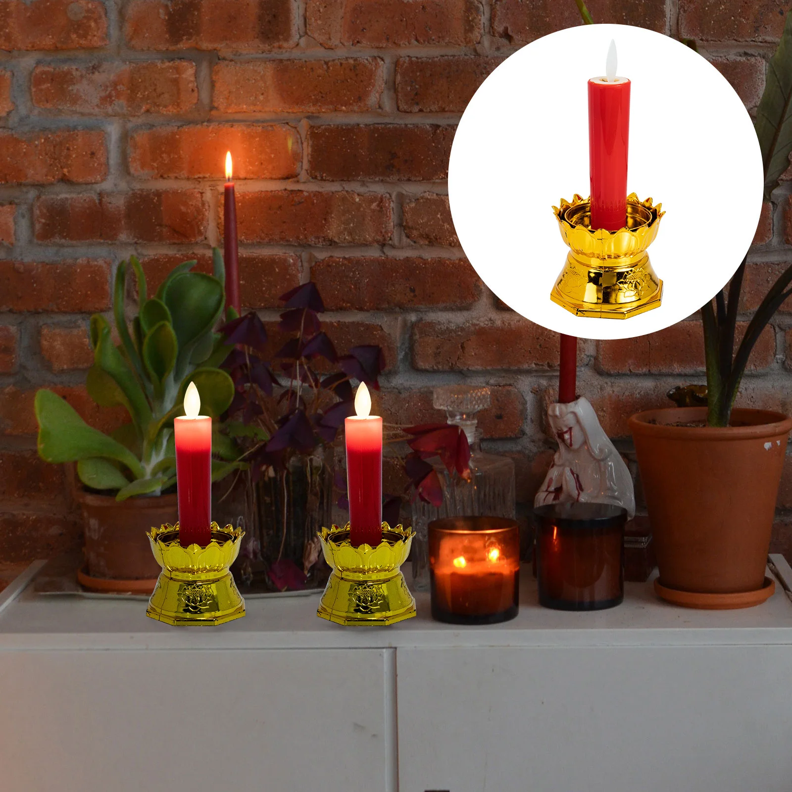 2Pcs LED Electronic Lights Smooth Safe Plastic Material for Home Decoration Buddha Lamp Lotus Light Fake Lamp