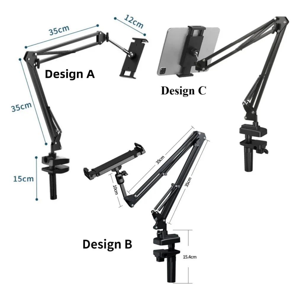 Metal Tablet Phone Holder for Xiaomi Lenovo Samsung S7 Plus iPad Pro 12.9 Tablet Phone Stand 4 To 13 Inch Adjustable Bracket