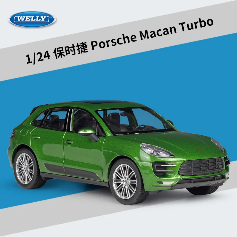 WELLY 1:24 porsche macan Turbo SUV skala modelu samochodu zabawki Diecast wysokiej symulator metalu samochodzik B121