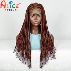 350# Synthetic Full Lace Knotless Box Braided Wig for Black Women Lace Frontal Braids Wig Dark Ombre Short Straight Braided Wig