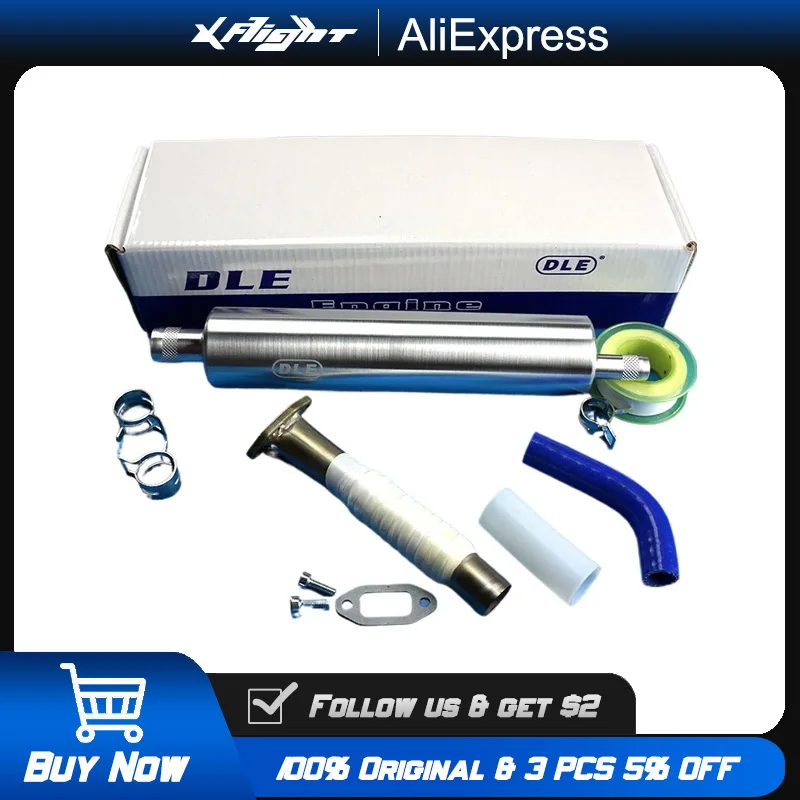 

DLE20RA Long Exhaust Pipe Muffler Set with Accessories, High Performance Stainless Steel for RC Airplane Helicopter Gas Engine